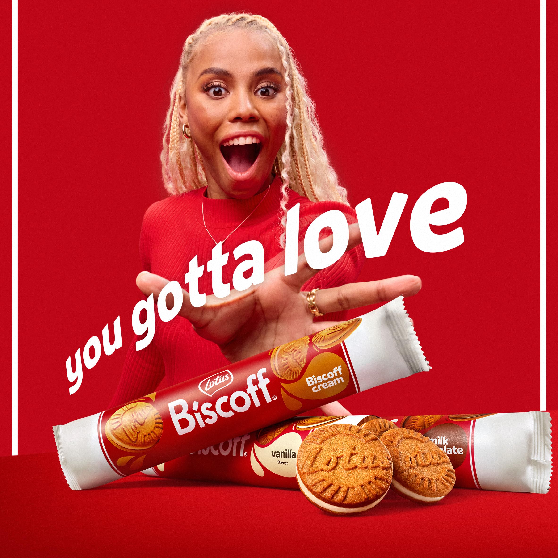 Biscoff cream cross-section revealing three fillings for flavor clarity