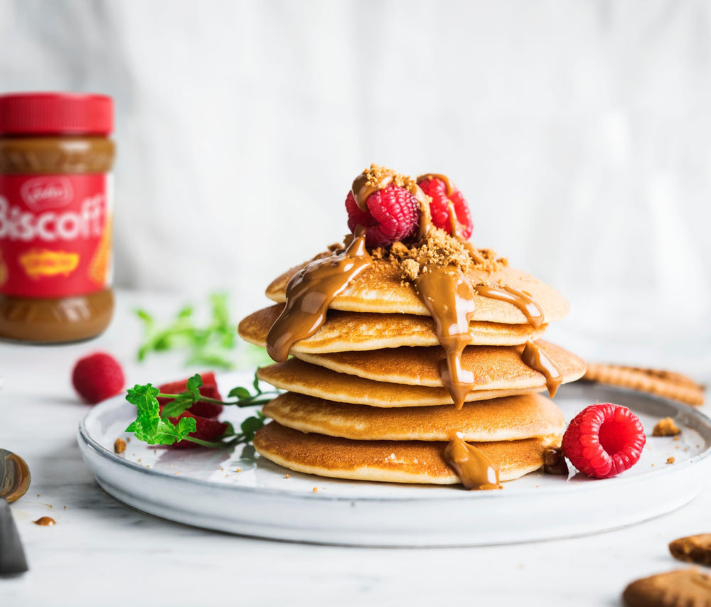 Eight-pack of Biscoff jars boxed together for bulk supply convenience