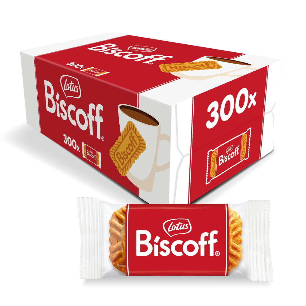 Biscoff front packaging showing 300‑pack and brand for large supply
