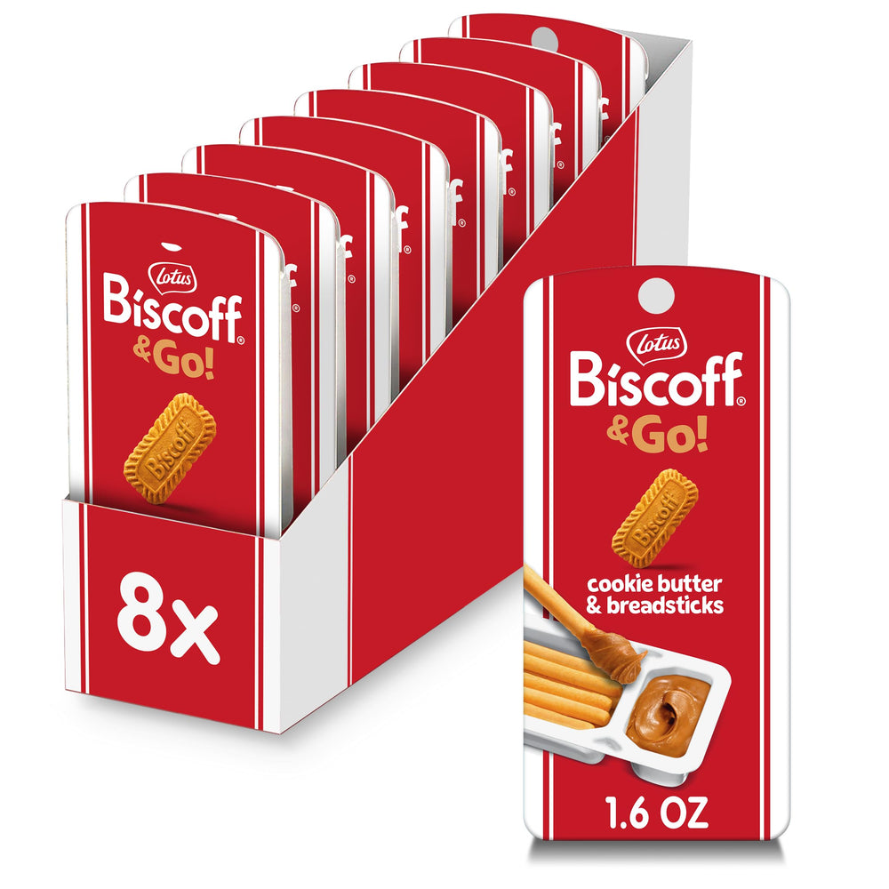 Biscoff front packaging showing 8 single-serve snack packs and brand appeal