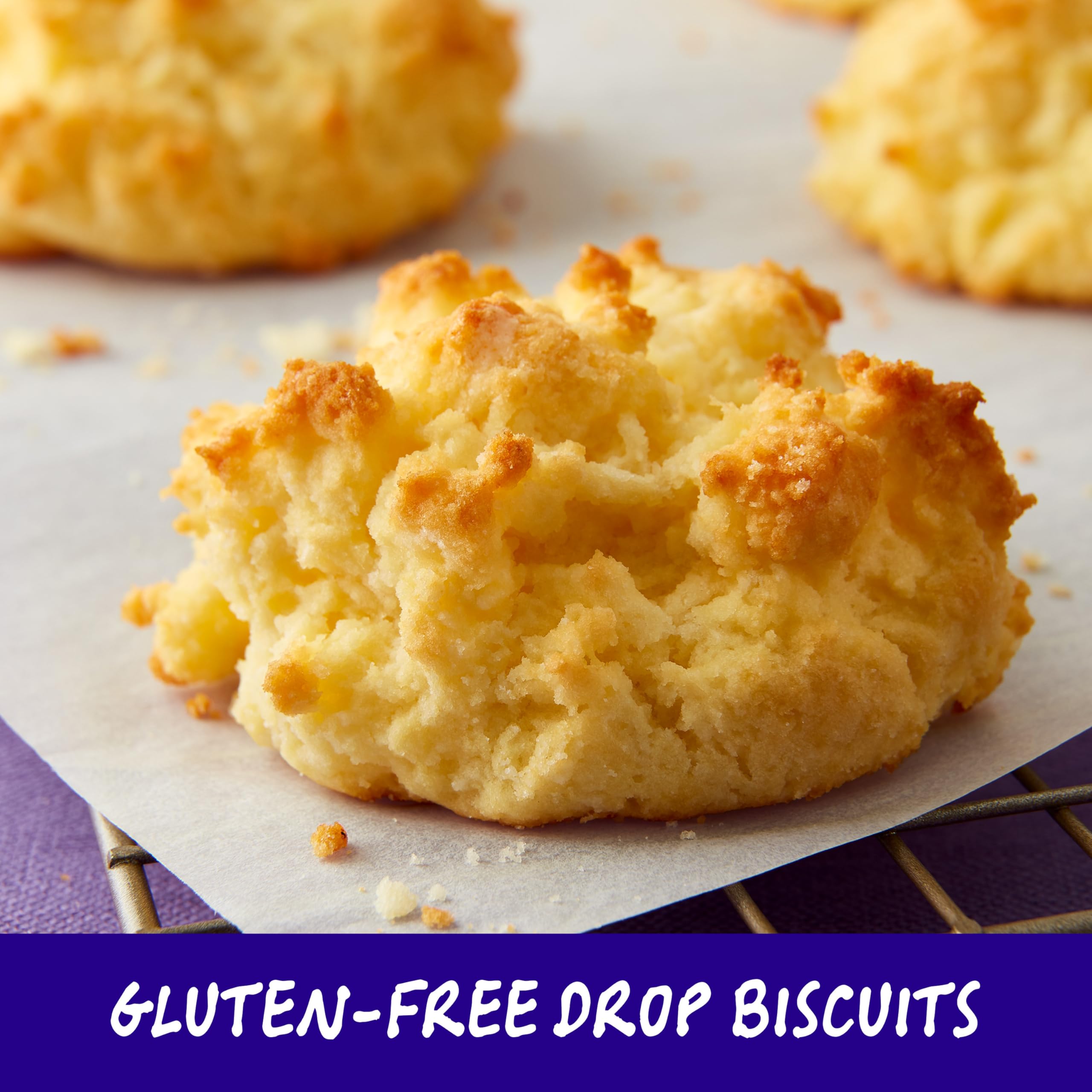 Close texture shot of a fluffy biscuit made with Betty Crocker Bisquick gluten free mix