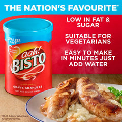 Texture of Bisto granules in spoon highlighting quick-dissolve convenience
