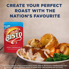 Bisto gravy being poured over roast demonstrating rich sauce versatility