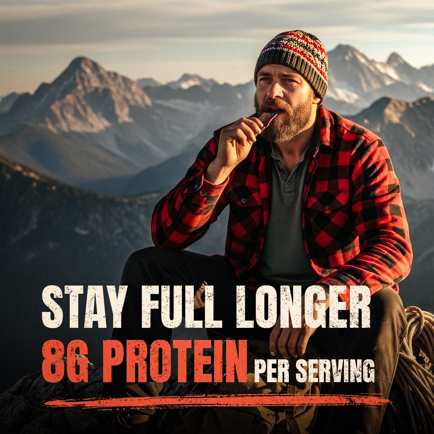 BITE ME JERKY pack inside a backpack illustrating on-the-go fueling convenience