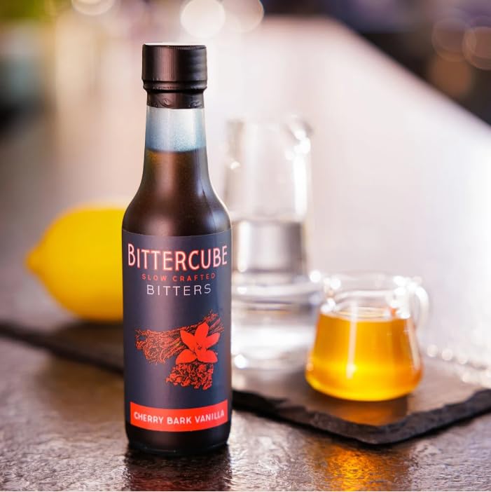 Bittercube ingredients arrangement with wild cherry bark, vanilla bean and star anise indicating natural botanicals