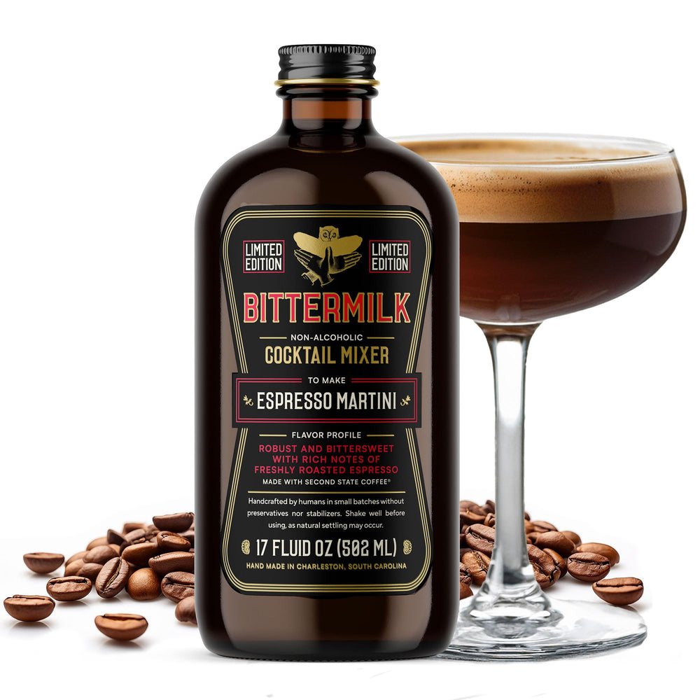 Bittermilk front bottle view showing product ready to mix cocktails