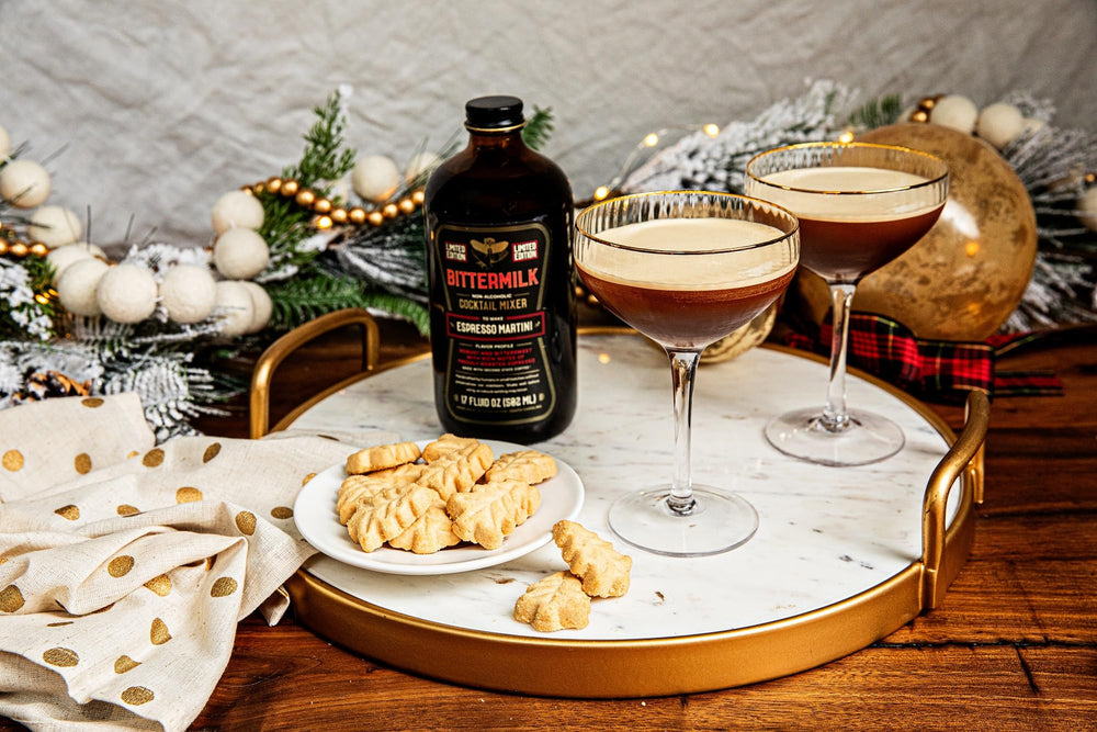 Bittermilk garnished cocktail with coffee bean emphasizing aroma boost