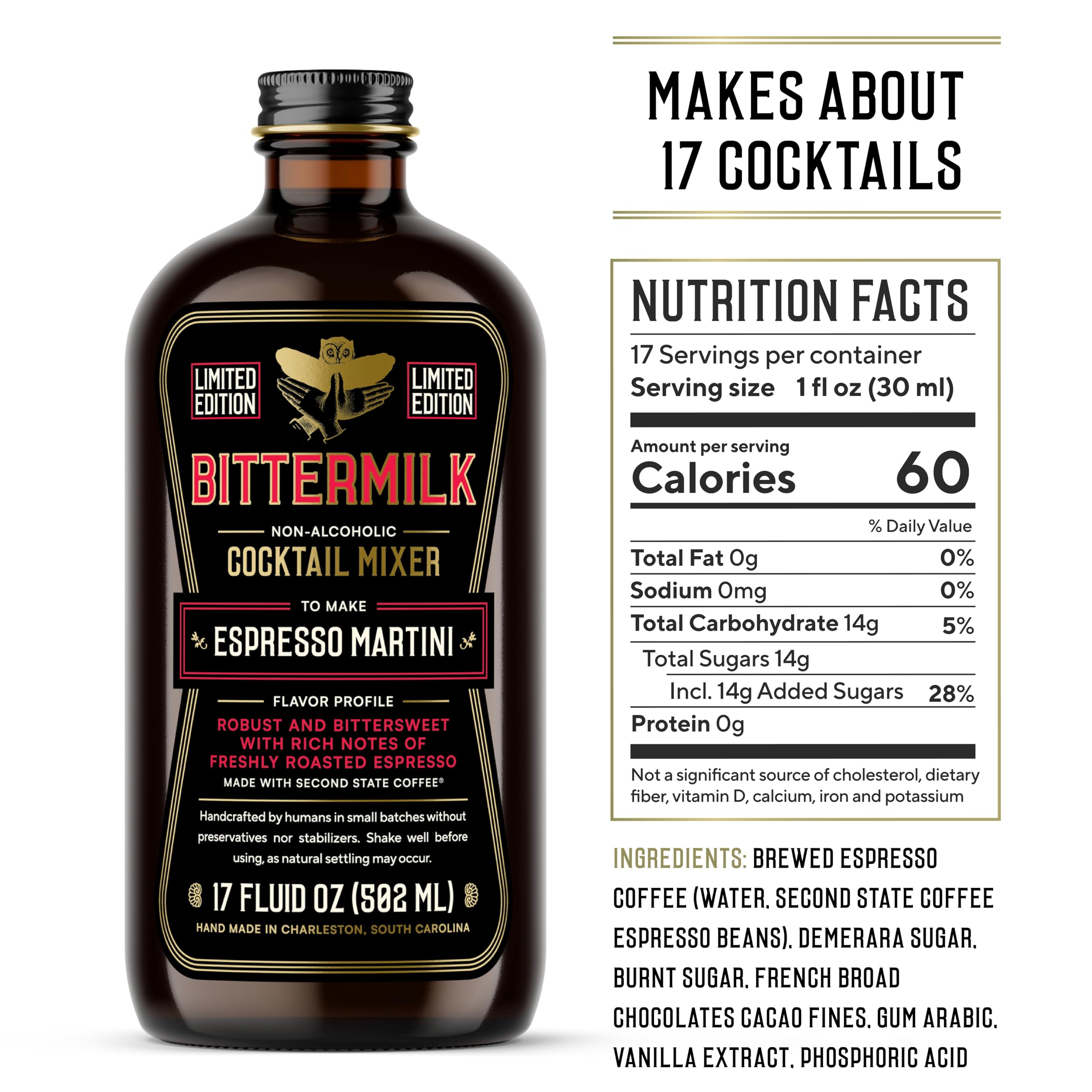 Bittermilk label close-up highlighting bartender-crafted ingredients