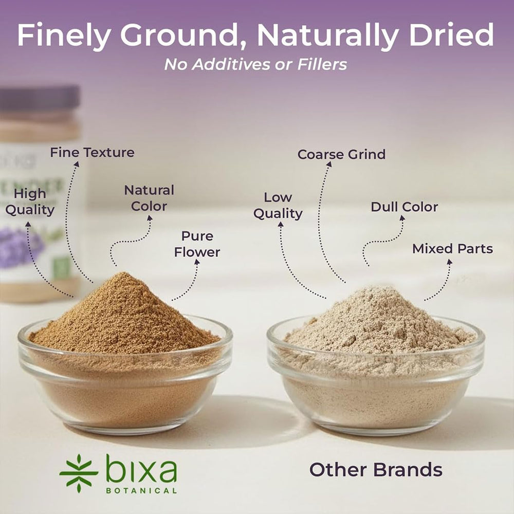 bixa BOTANICAL close-up of fine lavender powder texture for mixing