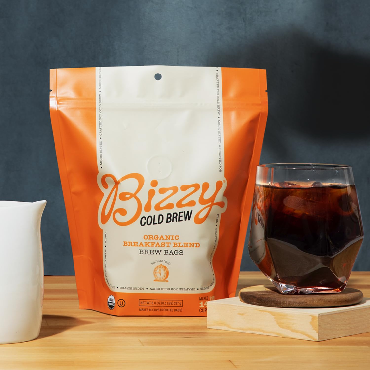 Bizzy close-up of brew bag grind texture offering smooth cold brew