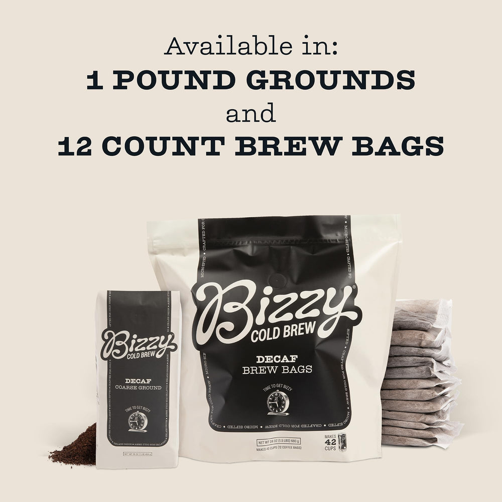 Bizzy decaf scale and portion showing measured scoop for consistent brewing