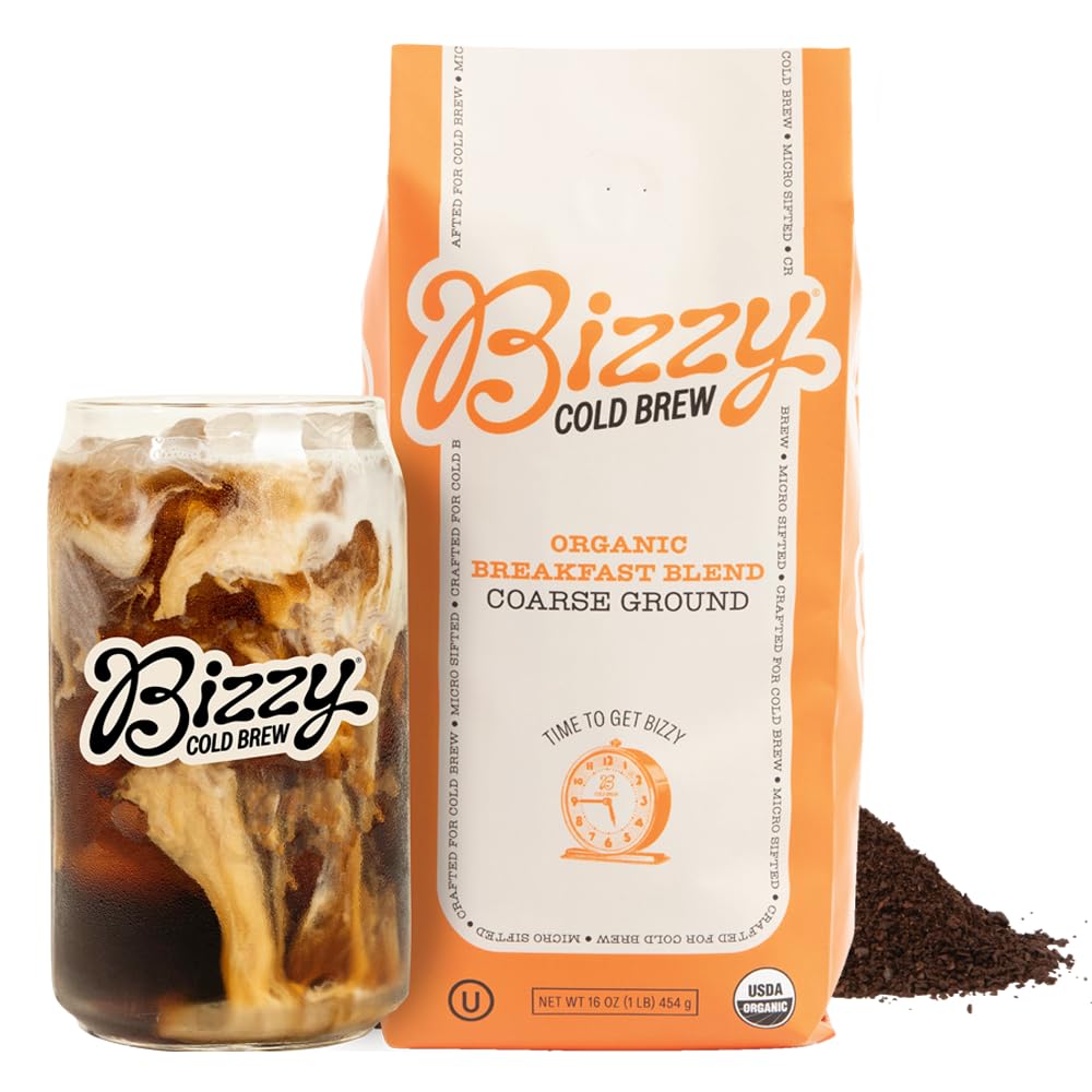 Bizzy front-packaging showing breakfast blend and organic badge, clear product info