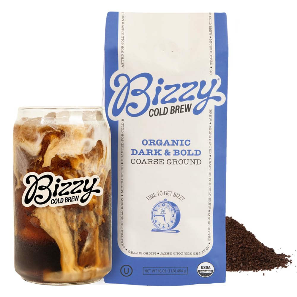 Bizzy front packaging showing organic dark and bold blend benefit of clear labeling