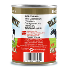 Black & White open can pouring creamy milk highlighting smooth texture benefit