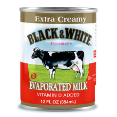 Black & White front can 12oz showing label and compact size for pantry convenience