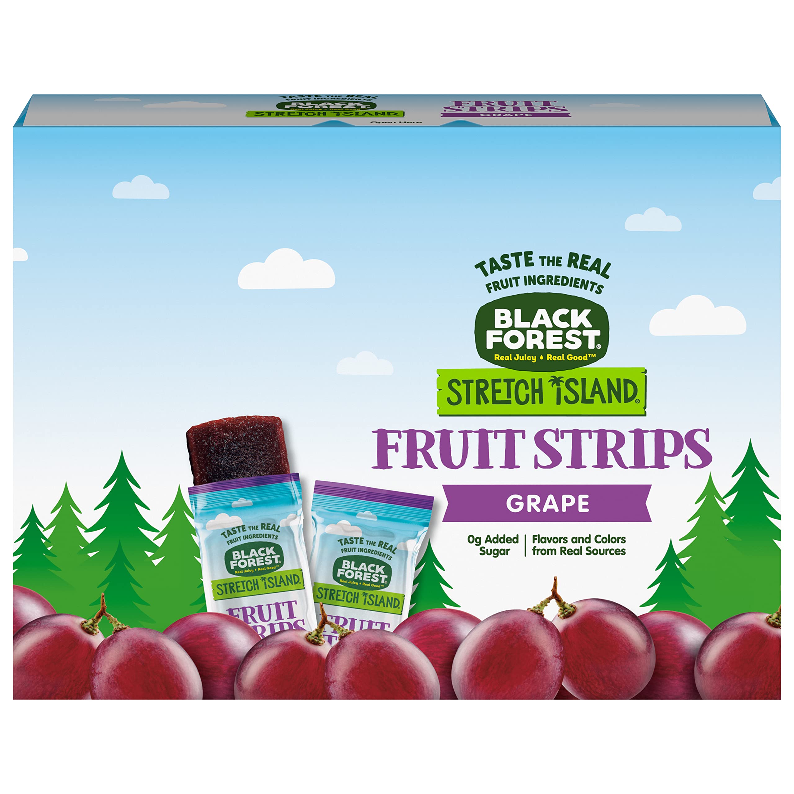 Black Forest front packaging showing grape strips and box benefits