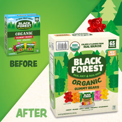 Black Forest close-up of a single pouch wrapper highlighting flavor art