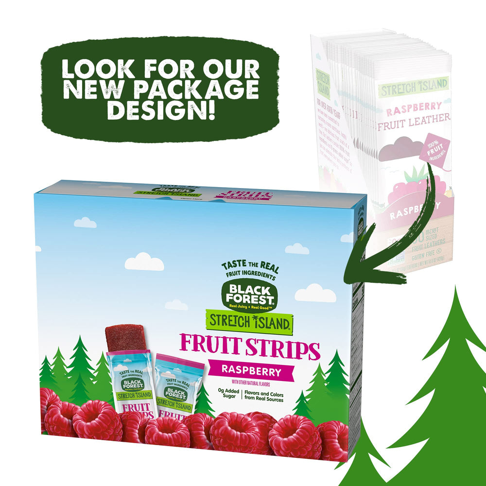 Black Forest single unwrapped raspberry strip displaying soft texture and chewability