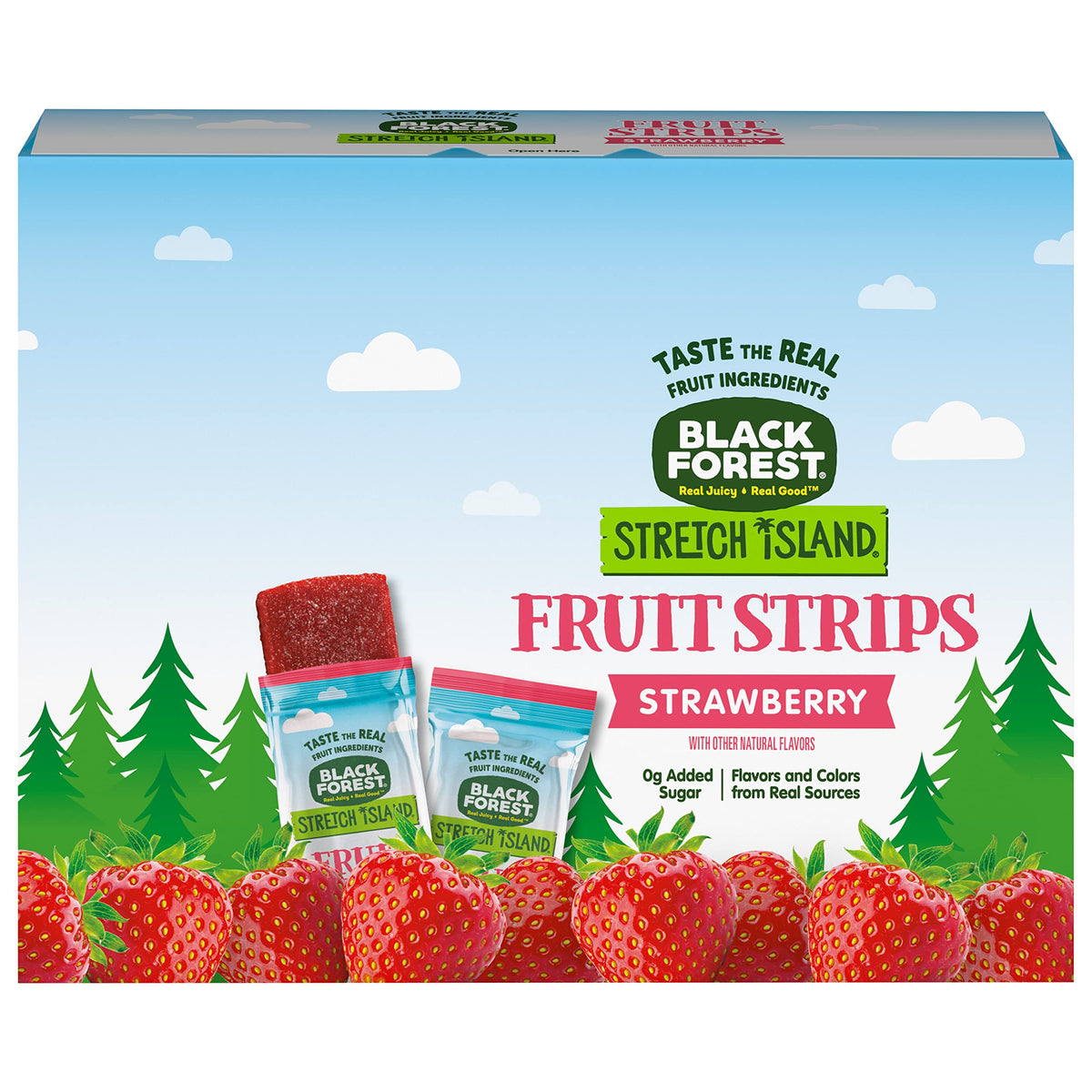 Black Forest front box showing pack of thirty strips and convenience