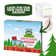 Black Forest close-up of a single strawberry strip showing rich color