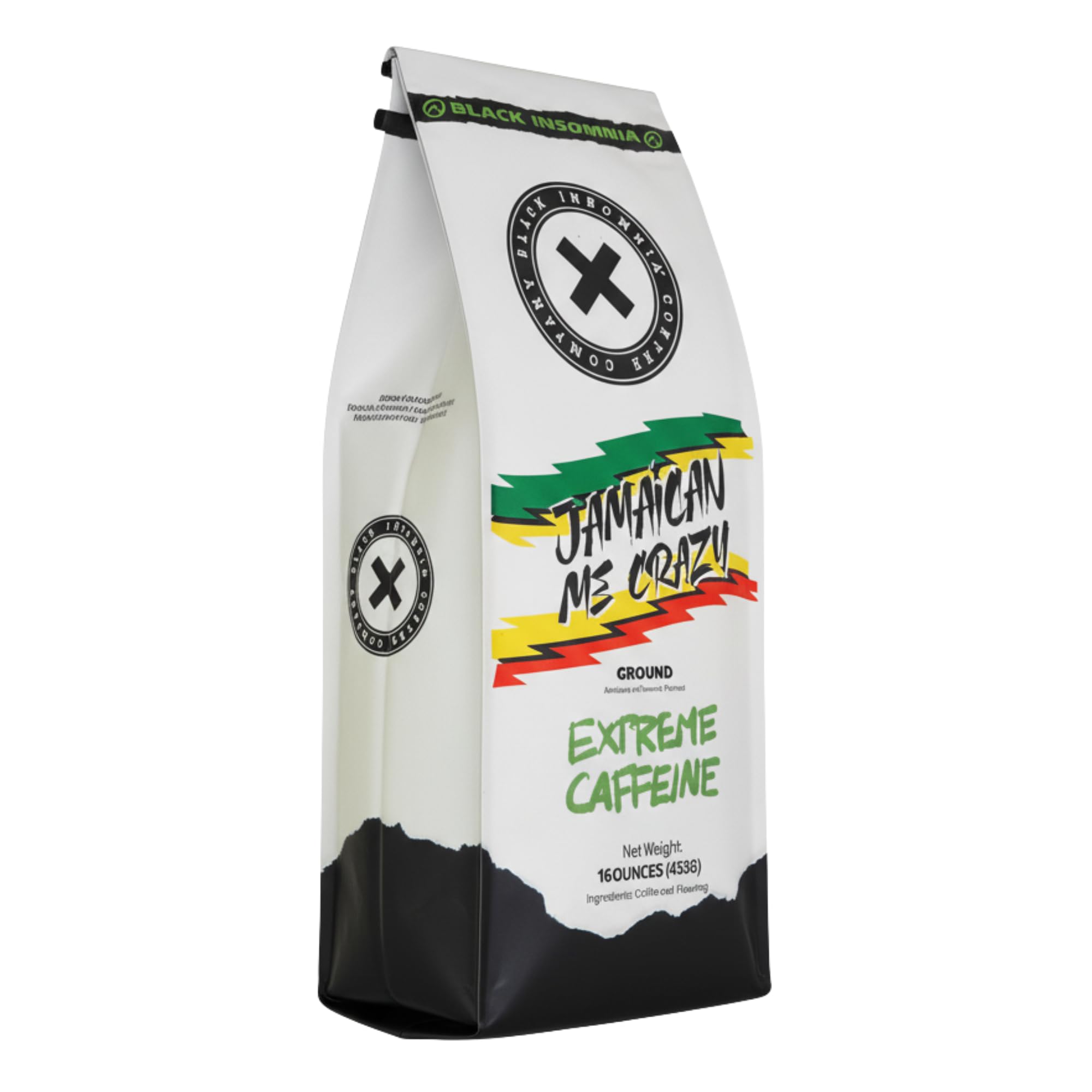 BLACK INSOMNIA front packaging shot showing 16 oz bag and bold branding for confident purchase