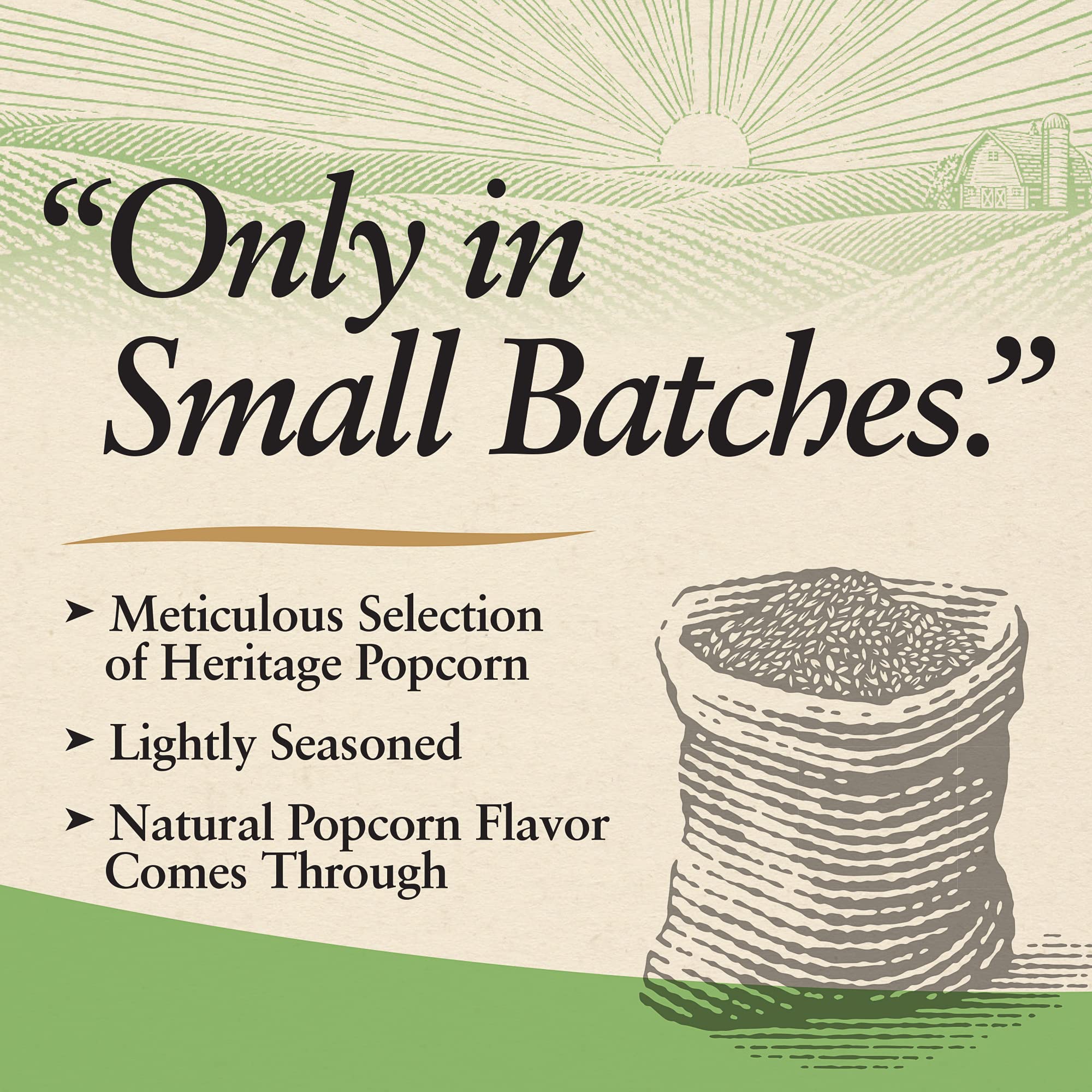 Black Jewell microwave bag opened to reveal unpopped kernels and clean chemical-free interior
