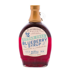Blackberry Patch front label showing wild blueberry syrup and product benefits