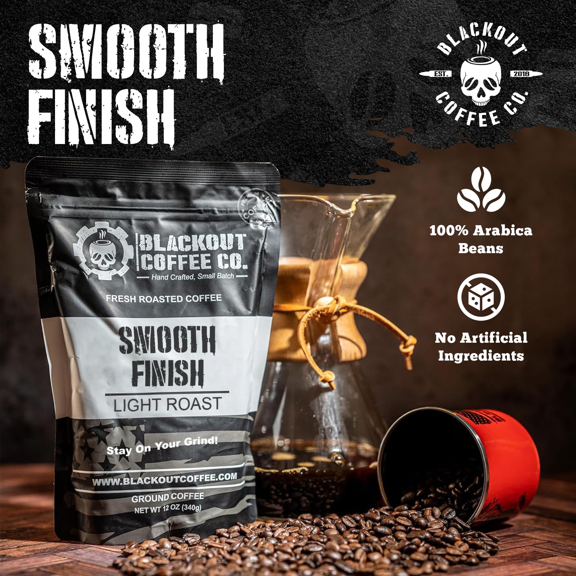 Blackout Coffee Co. label close-up highlighting roast and origin for confident choice
