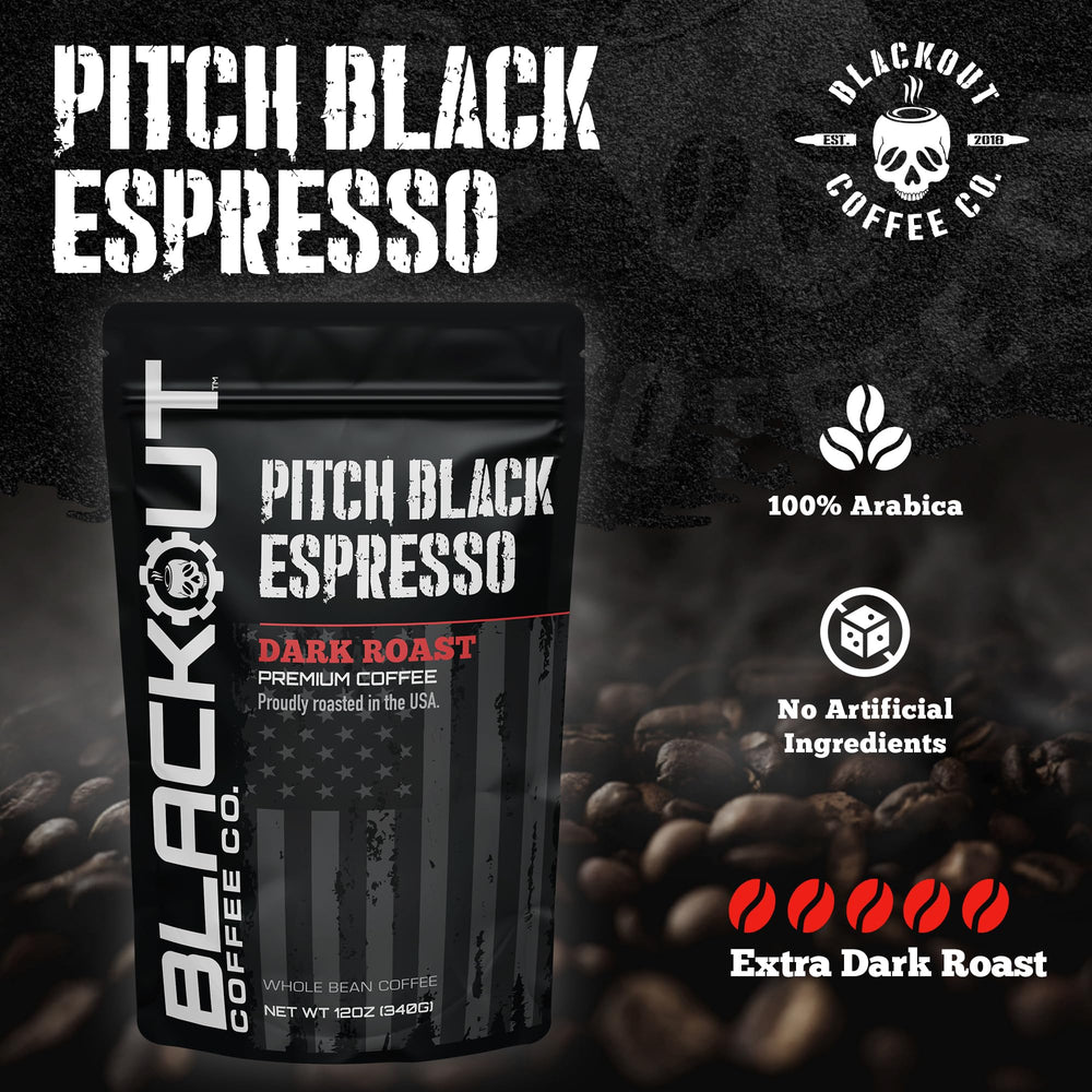Blackout Coffee bag label and roast date emphasizing small-batch quality