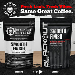 Blackout Coffee whole beans close-up highlighting fresh-roast aroma and vivid clarity