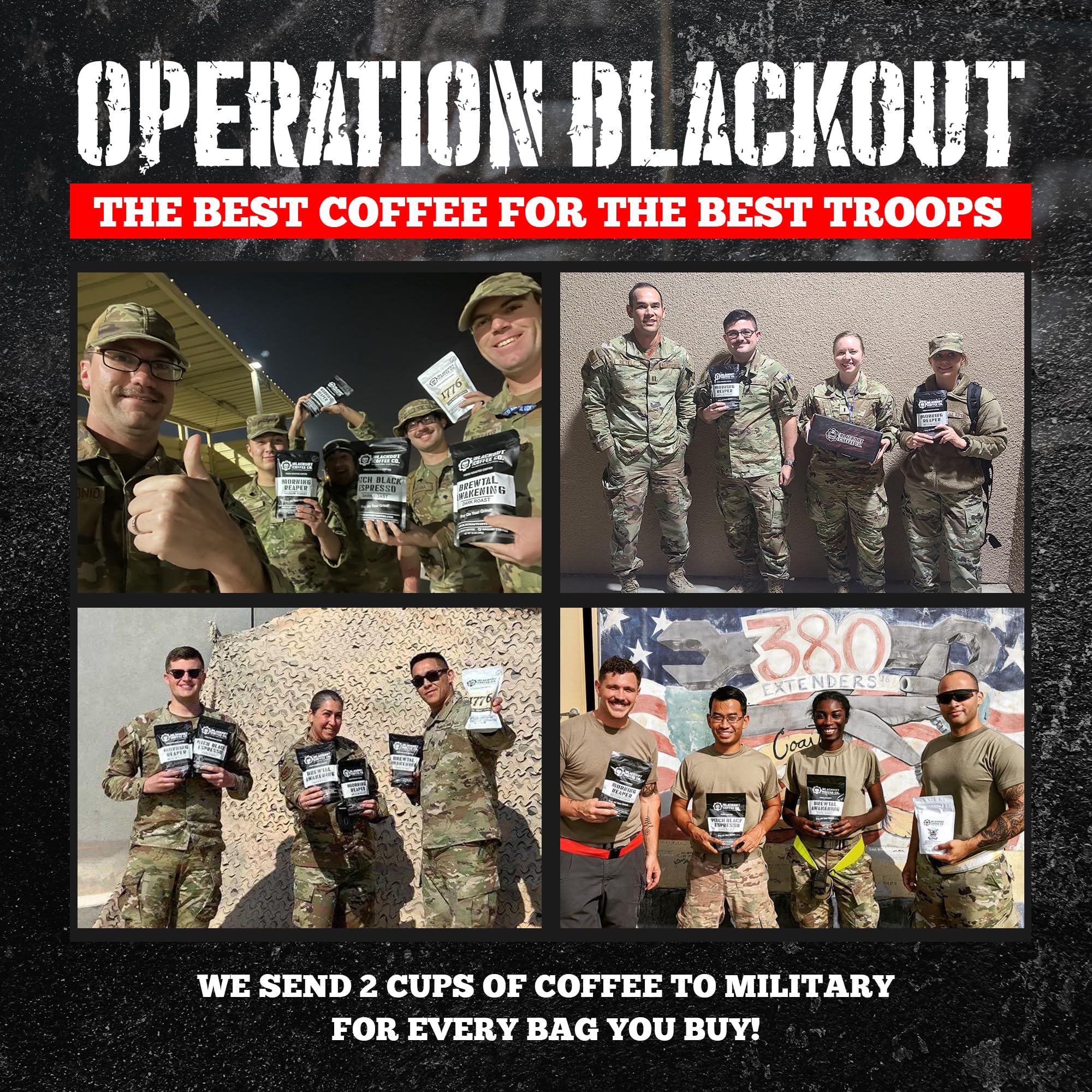 Blackout Coffee Co. whole beans beside grounds to show specialty-grade origins and flavor depth