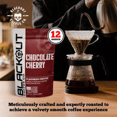 Blackout Coffee brewing in a pour-over showing smooth flavor extraction benefit