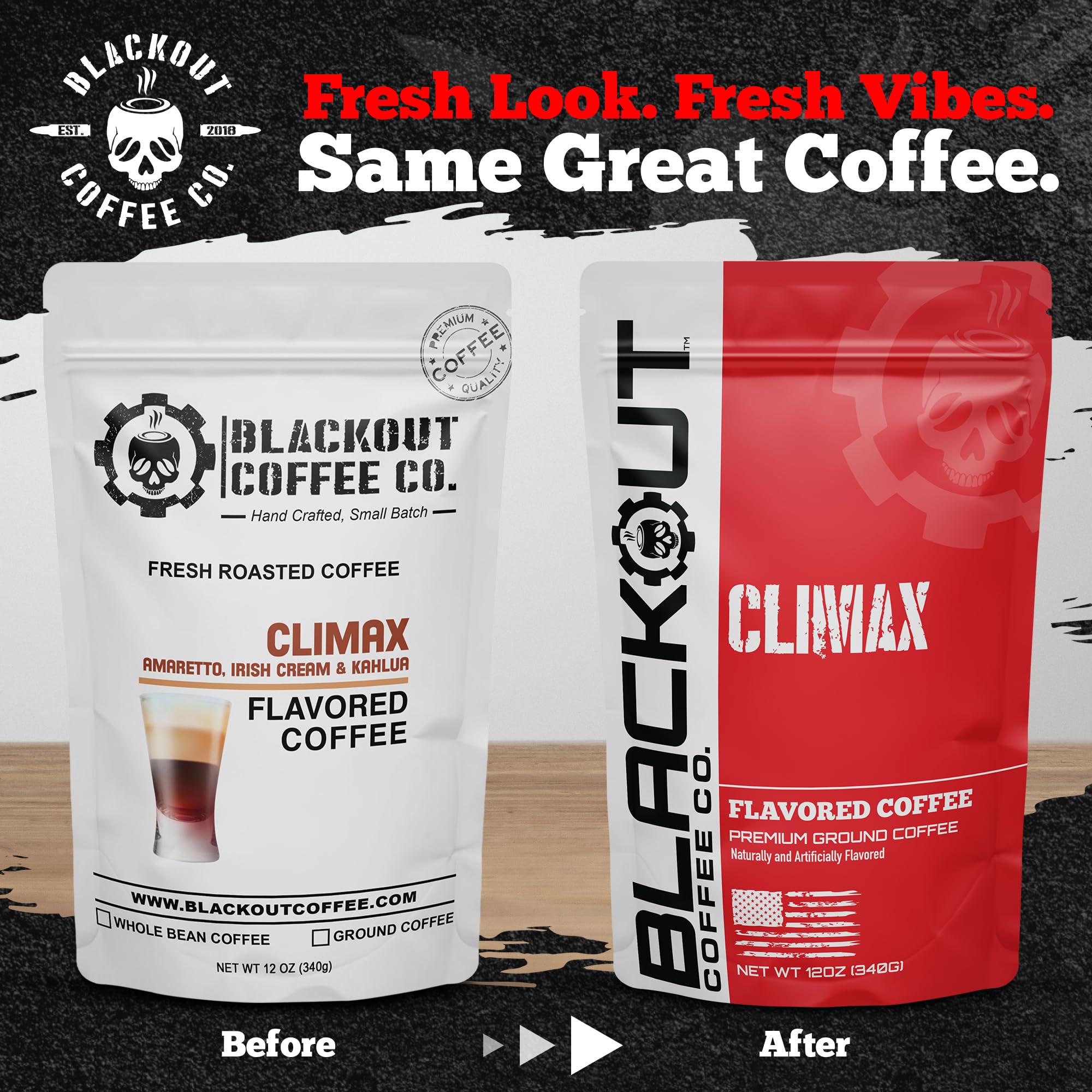 Blackout Coffee Co. Climax back label with roasting and ingredient details