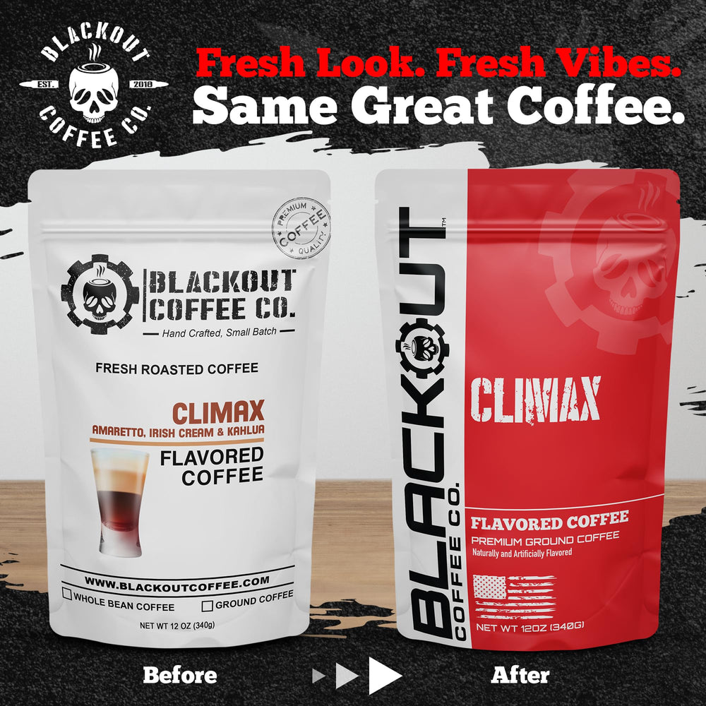 Blackout Coffee Co. Climax back label with roasting and ingredient details