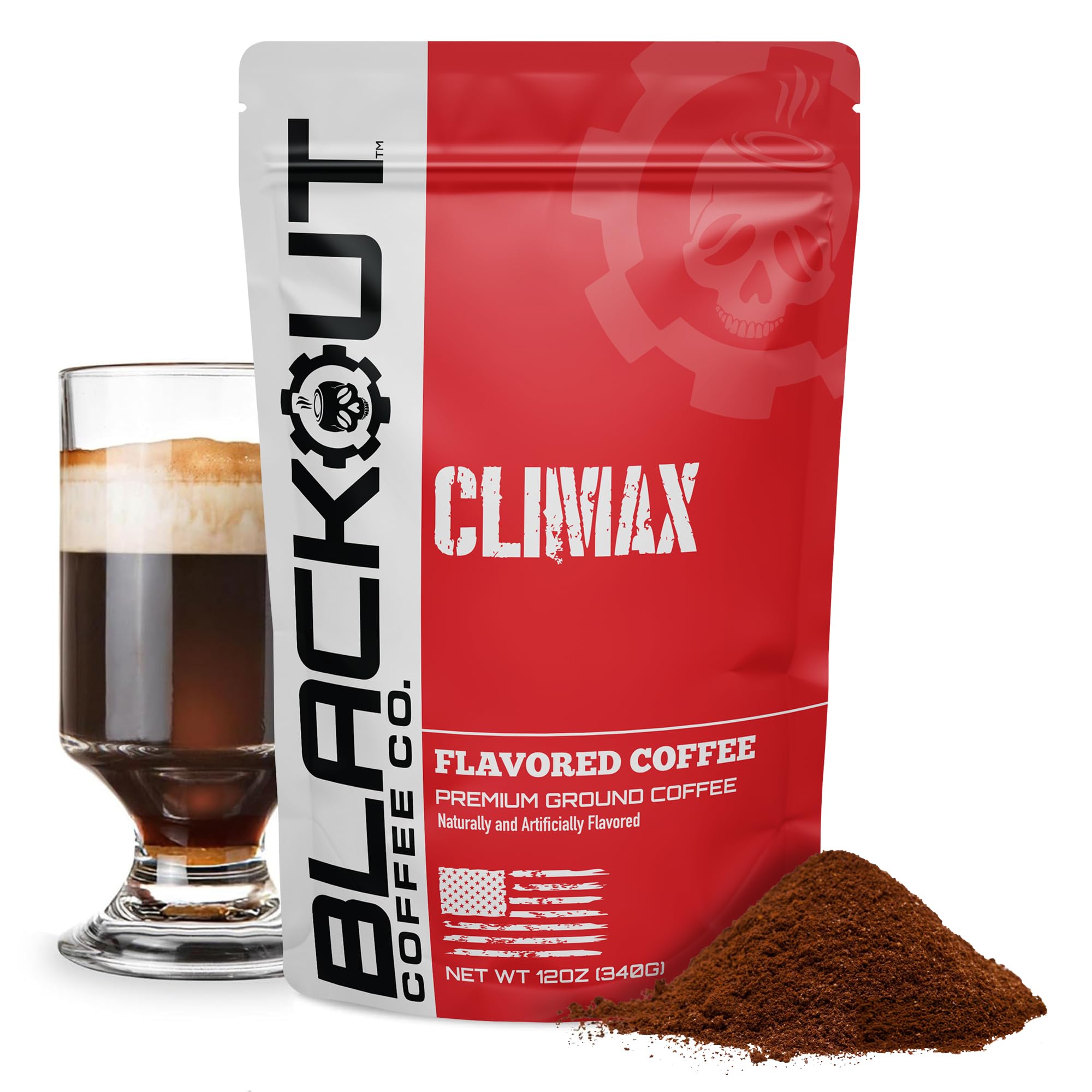 Blackout Coffee Co. Climax front bag showing branding and flavor benefits