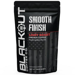 Blackout Coffee Co. front packaging showing 12 oz bag and branding benefit of freshness
