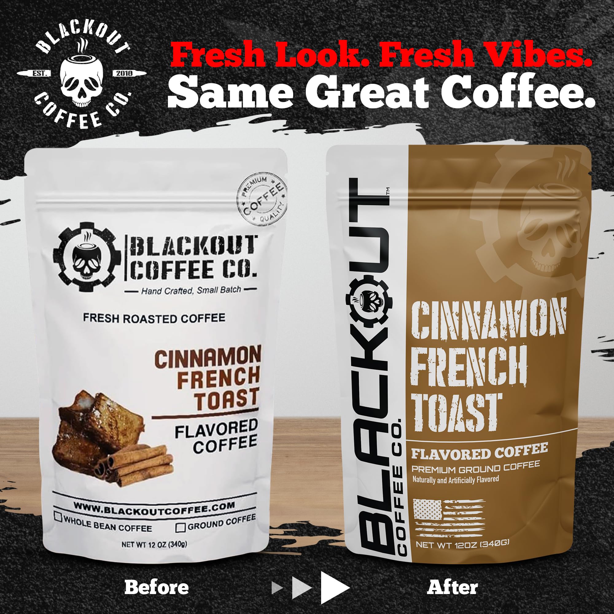 Blackout Coffee Co. label and seal highlighting roast freshness and trusted quality