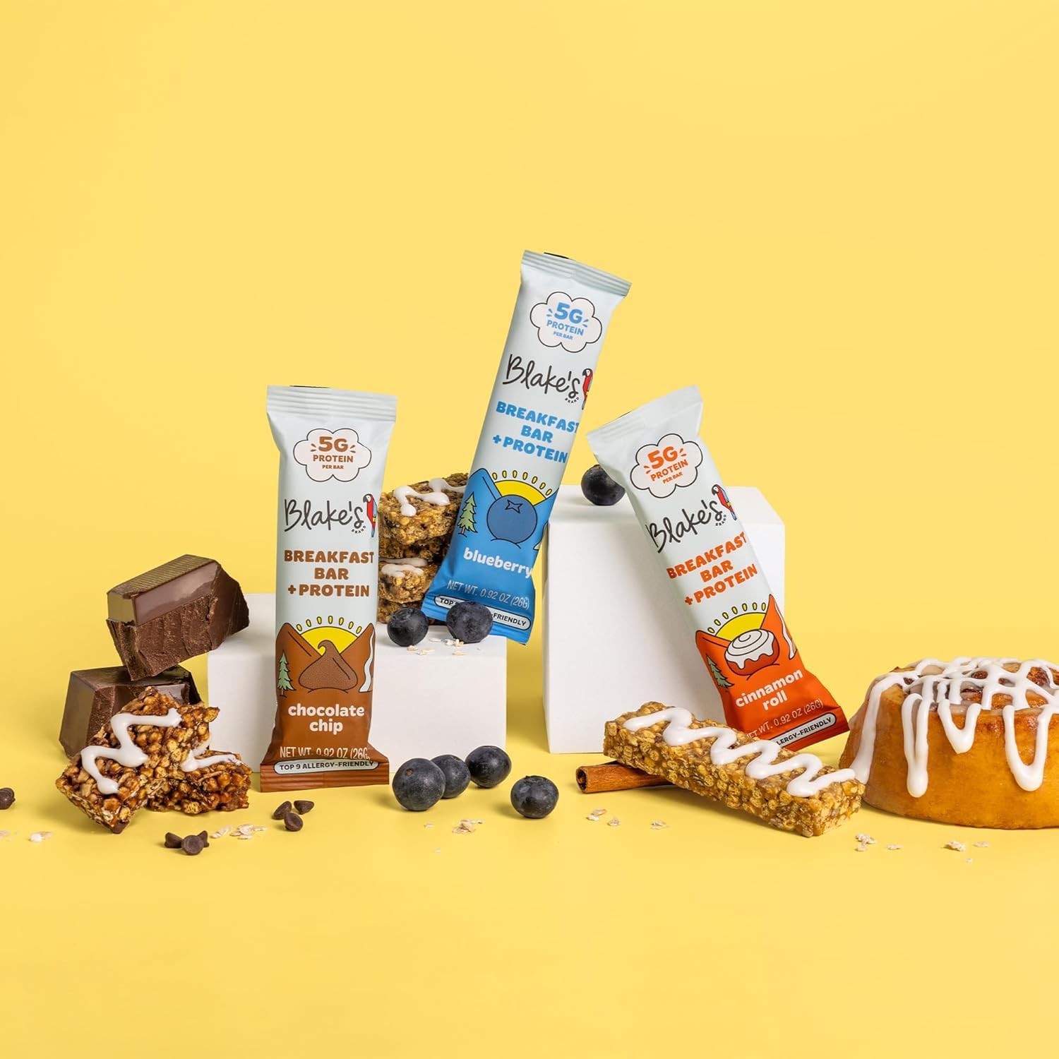 Blake's Seed Based bar served with fruit and milk for a balanced quick breakfast