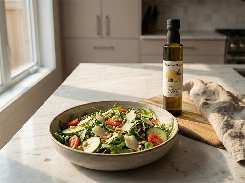 Close-up of lemon zest infused in Blazing Bella olive oil highlighting natural aroma