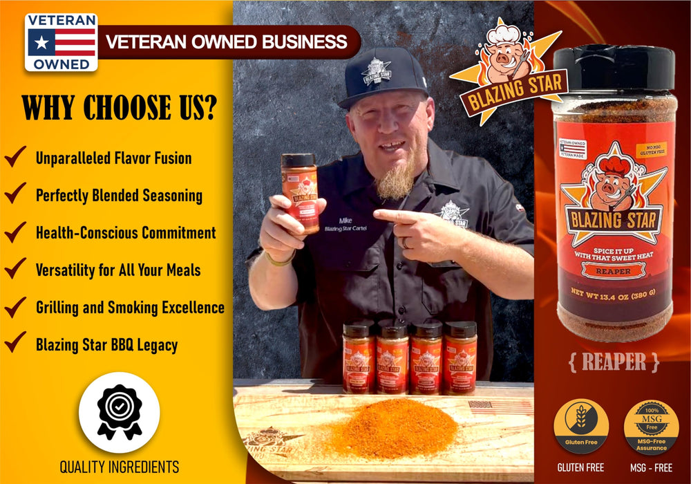 Blazing Star BBQ sprinkled on grilled peach delivering sweet-heat contrast