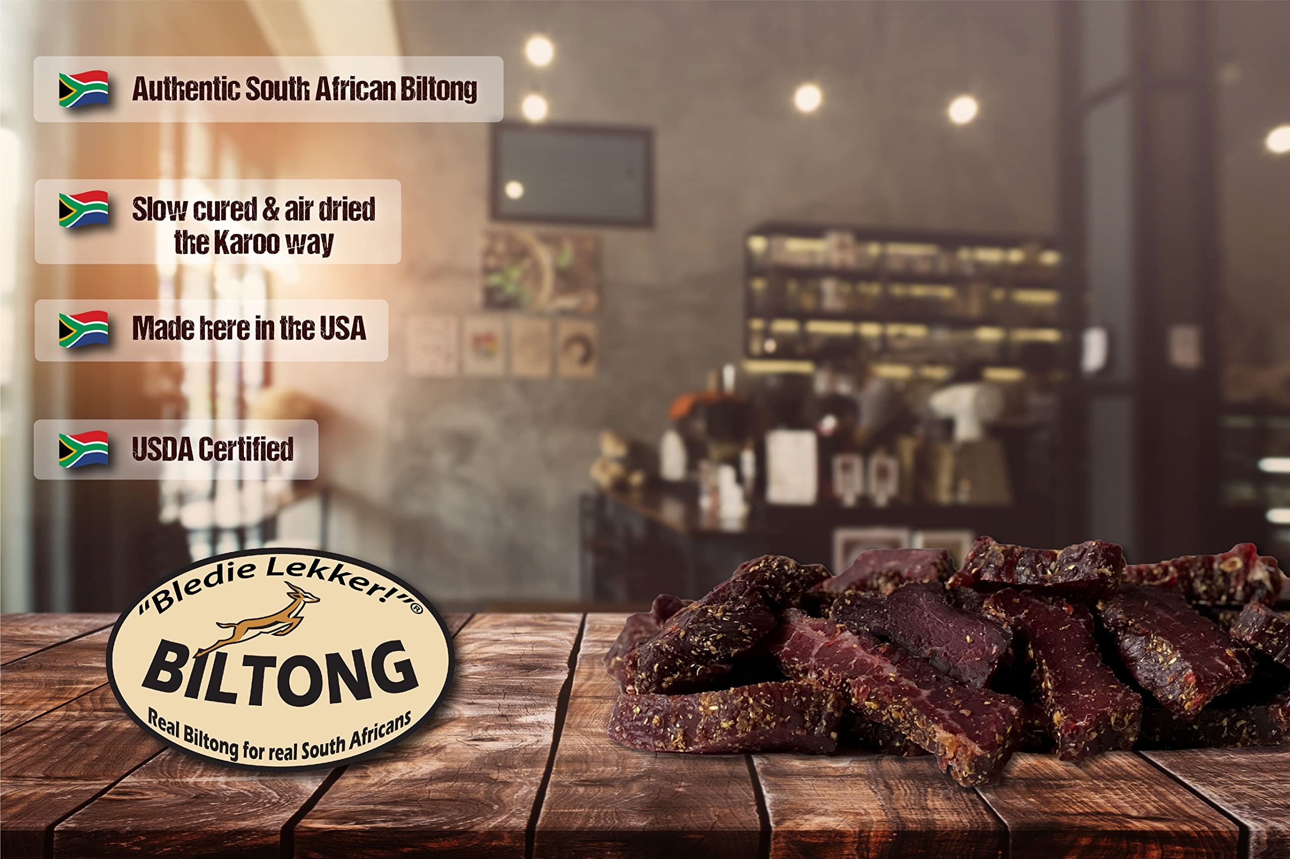 Bledie Lekker biltong chunks served in a bowl demonstrating ready-to-eat convenience and sharing