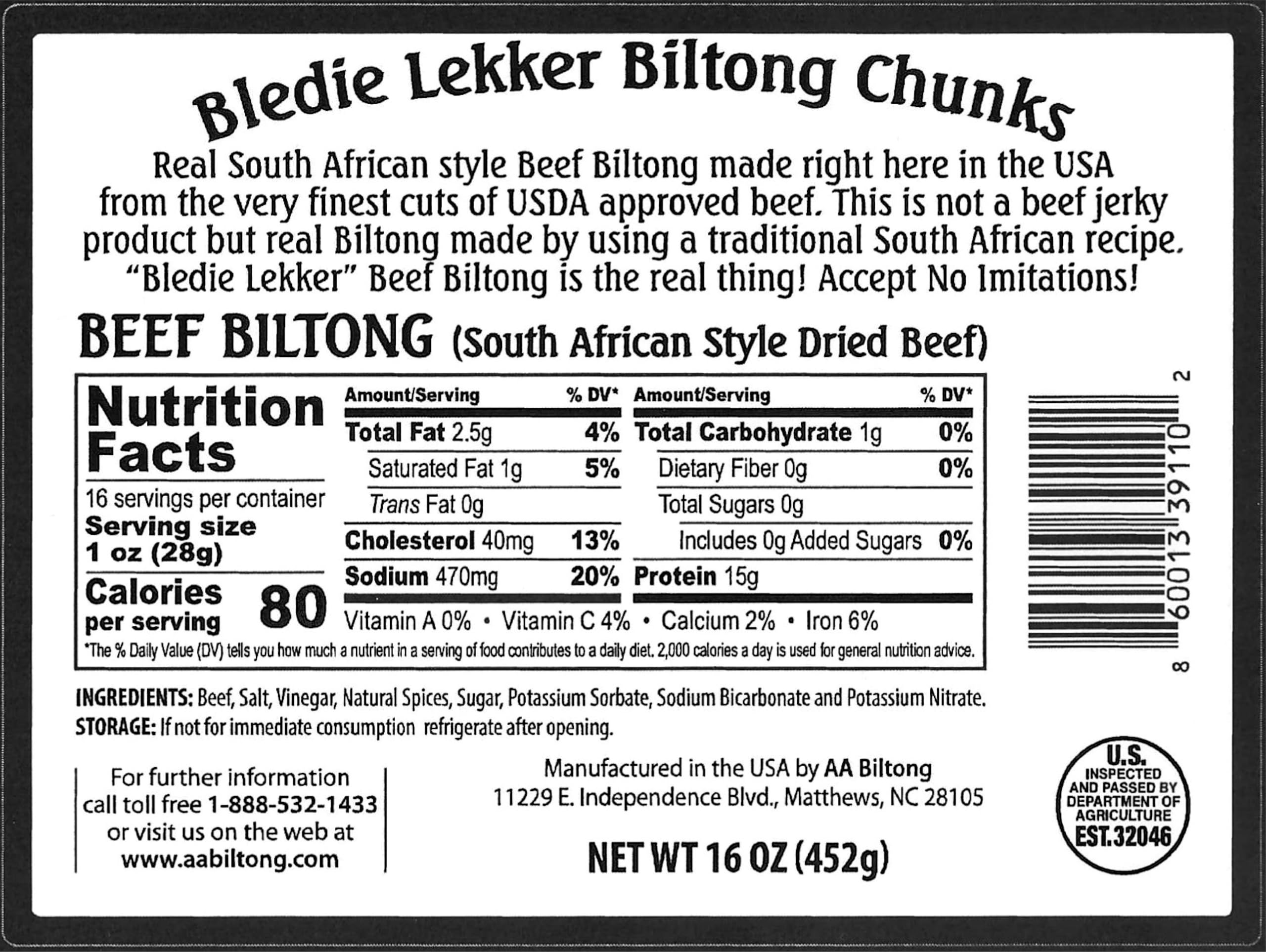Bledie Lekker close-up of biltong chunks texture highlighting meaty chew