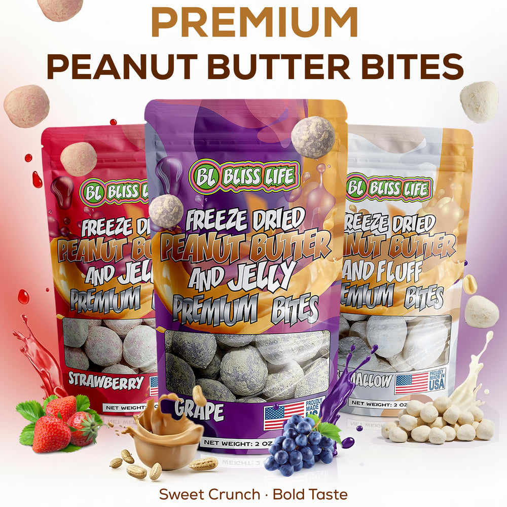 Bliss Life PBJ bites on picnic setup illustrating shareable, travel-friendly treat