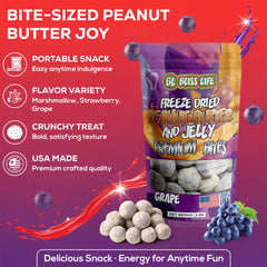 Bliss Life marshmallow PBJ bite texture shot showing airy crunch and sweet finish