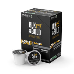 BLK & Bold front box showing Smoove Operator 20-count, highlights convenience