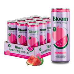 Bloom Nutrition front can view showing strawberry watermelon flavor and zero sugar benefit