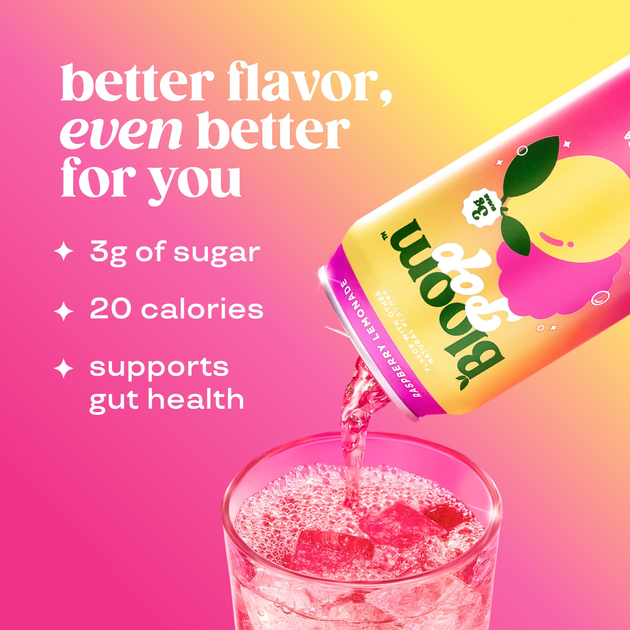 Bloom Nutrition close-up bubbles on can emphasizing refreshing fizz benefit