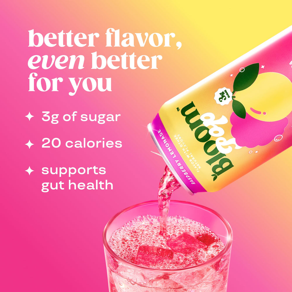 Bloom Nutrition close-up bubbles on can emphasizing refreshing fizz benefit