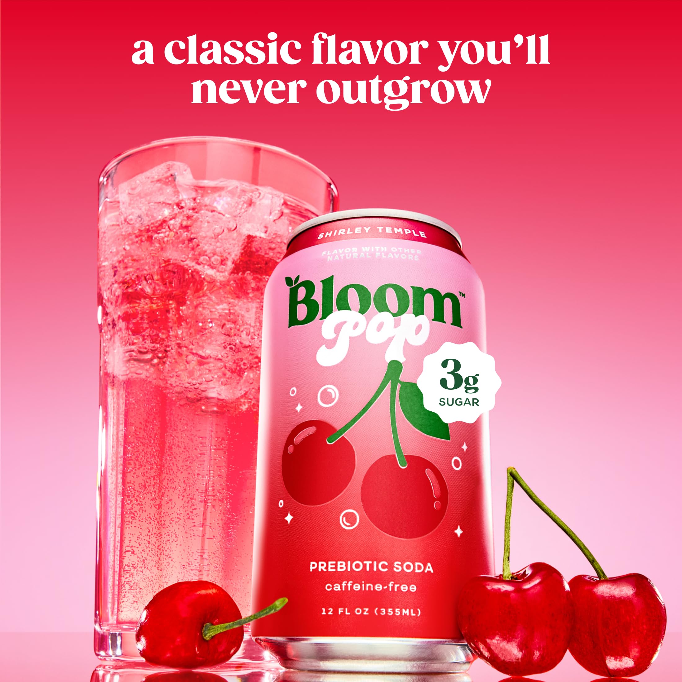 Bloom Nutrition poured over ice in glass showing chilled enjoyment benefit
