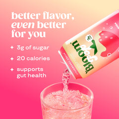 Bloom Nutrition Bloom Pop can top open with fizz visible illustrating ready-to-drink freshness and enjoyment